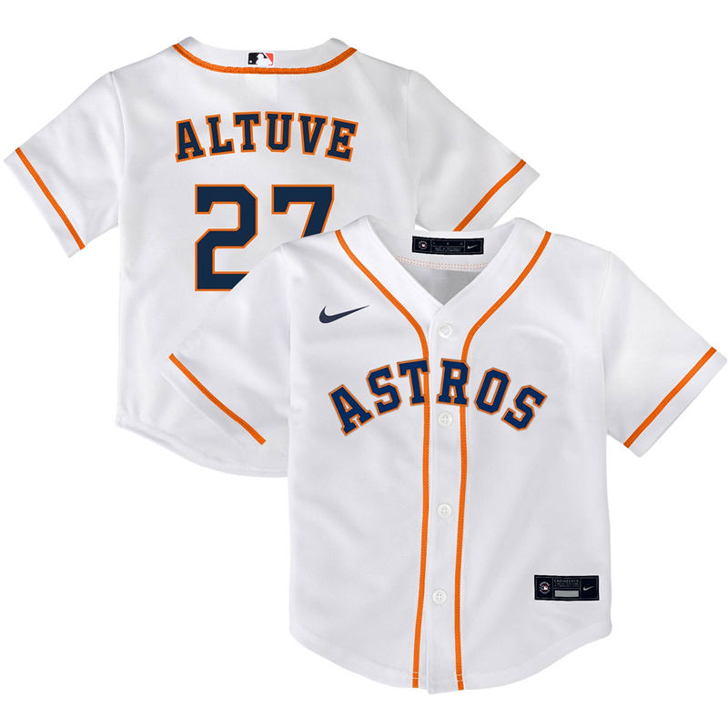 2020 MLB Infant Houston Astros 27 Jose Altuve Nike White Home 2020 Replica Player Jersey 1